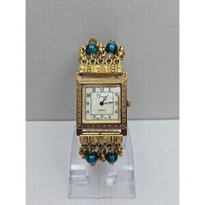 Forem Womens Goldtone Beaded Multi Strand Bracelet Watch Quartz New Battery Boho